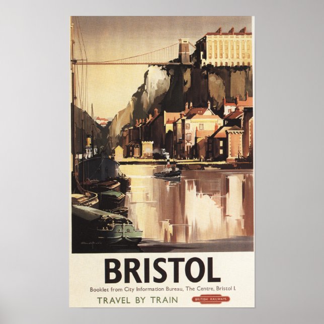 Clifton Suspension Bridge and Boats Poster (Front)