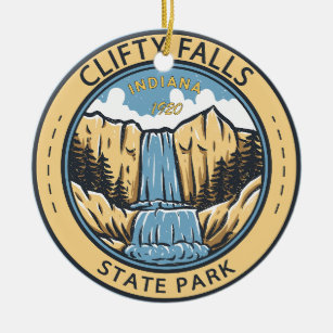 Clifty Falls State Park Indiana Badge Ceramic Ornament