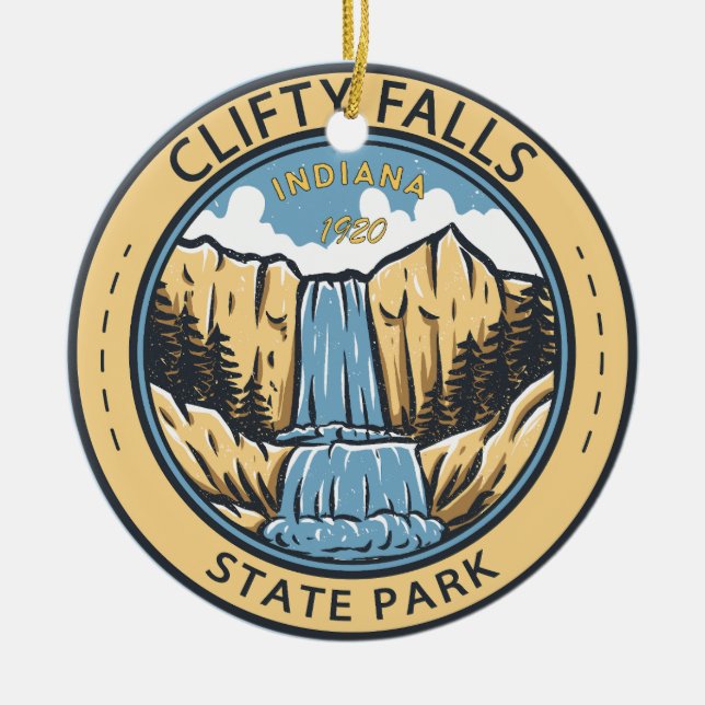 Clifty Falls State Park Indiana Badge Ceramic Ornament (Front)