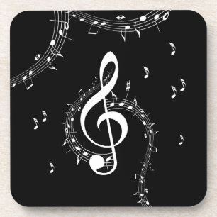 Climactic G Clef Music Black Coaster