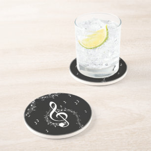 Climactic G Clef Music Black Coaster
