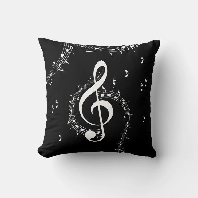 Climactic G Clef Music Black Cushion (Front)
