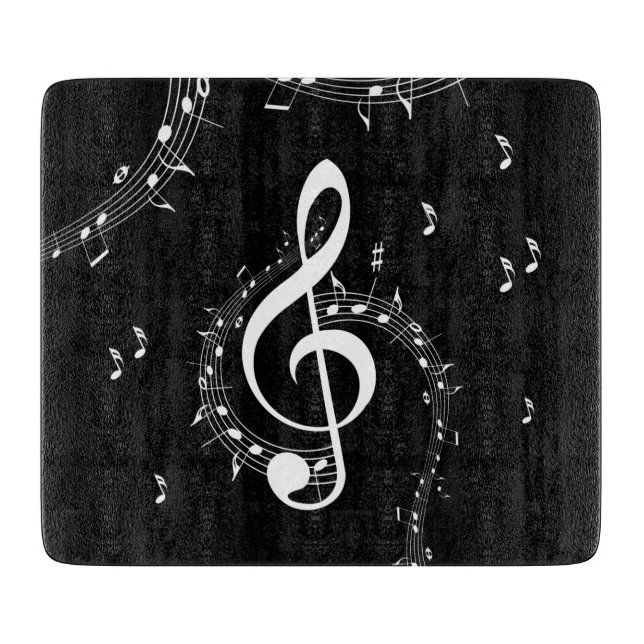 Climactic G Clef Music Black Cutting Board (Front)