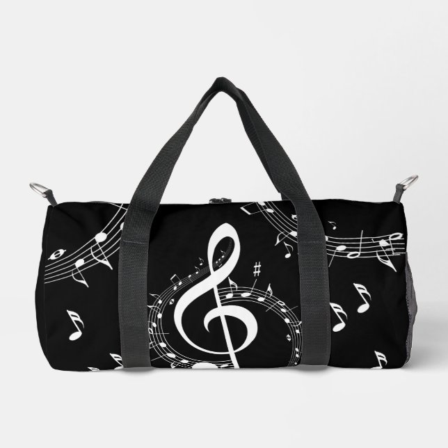 Climactic G Clef Music Black Duffle Bag (Front)