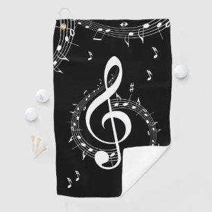Climactic G Clef Music Black Golf Towel