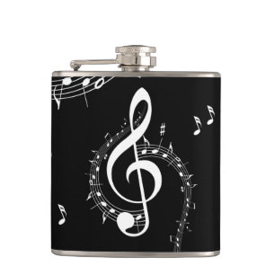 Climactic G Clef Music Black Hip Flask