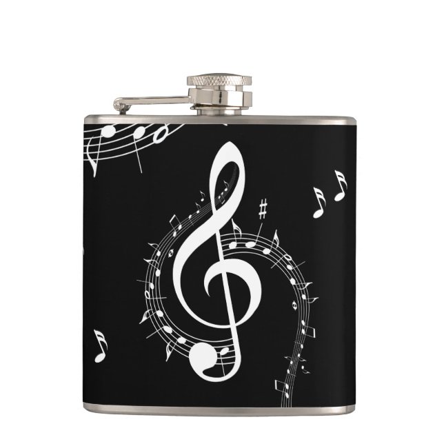 Climactic G Clef Music Black Hip Flask (Front)