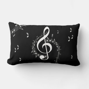 Climactic G Clef Music Black Lumbar Cushion