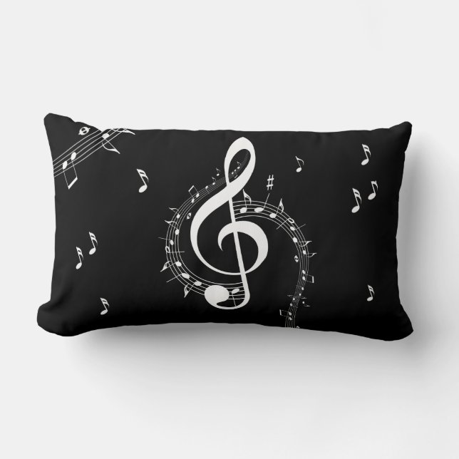 Climactic G Clef Music Black Lumbar Cushion (Front)