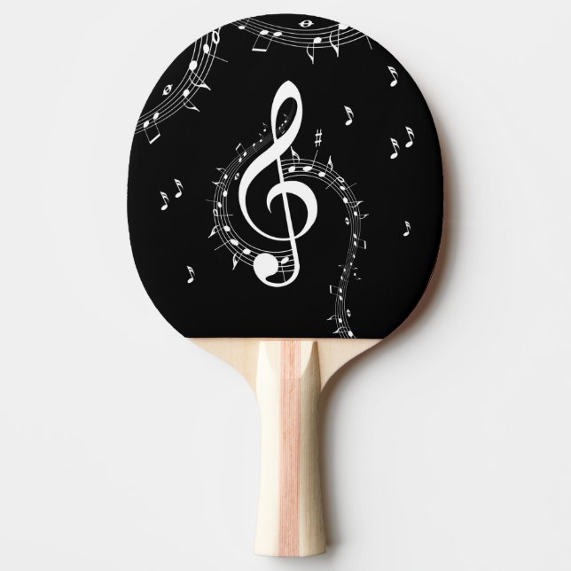 Climactic G Clef Music Black Ping Pong Paddle (Front)