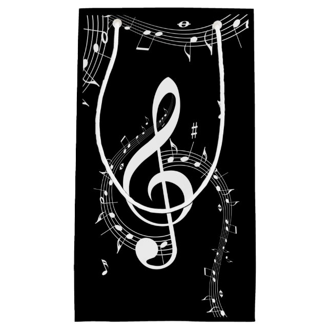 Climactic G Clef Music Black Small Gift Bag (Front)