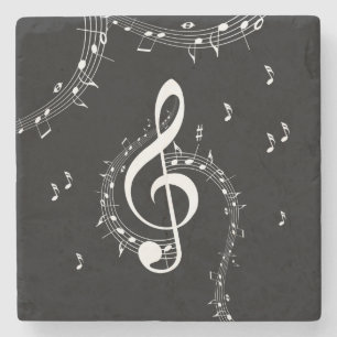 Climactic G Clef Music Black Stone Coaster