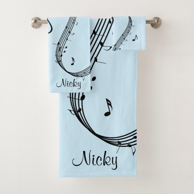 Climactic G Clef Music Blue Bath Towel Set (Insitu)