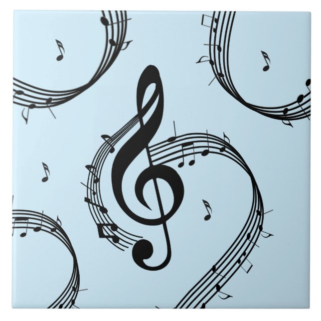 Climactic G Clef Music Blue Ceramic Tile (Front)