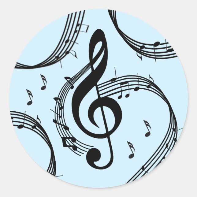Climactic G Clef Music Blue Classic Round Sticker (Front)
