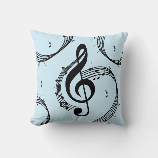Climactic G Clef Music Blue Cushion (Front)
