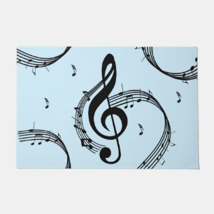 Climactic G Clef Music Blue Doormat