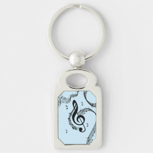 Climactic G Clef Music Blue Key Ring