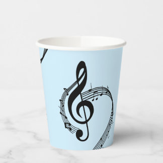 Climactic G Clef Music Blue Paper Cups