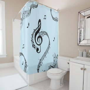 Climactic G Clef Music Blue Shower Curtain