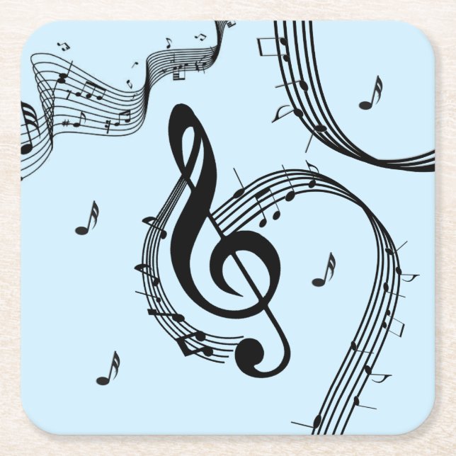 Climactic G Clef Music Blue Square Paper Coaster (Front)