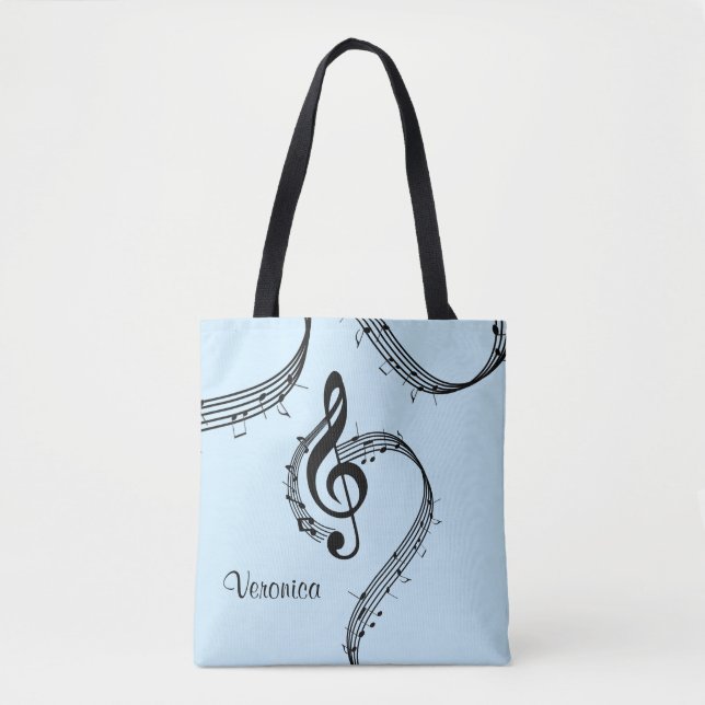 Climactic G Clef Music Blue Tote Bag (Front)