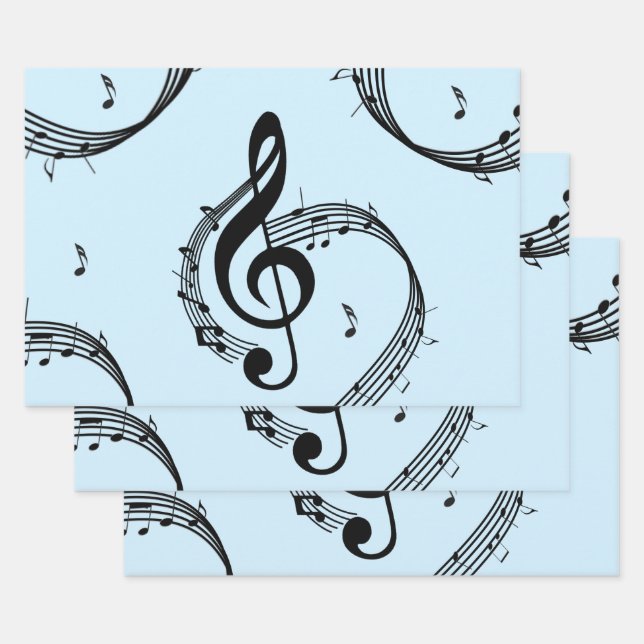 Climactic G Clef Music Blue Wrapping Paper Sheet (Set)