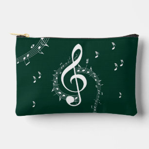 Climactic G Clef Music on Vibrant Emerald Green Accessory Pouch