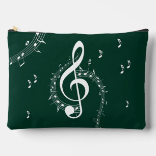 Climactic G Clef Music on Vibrant Emerald Green Accessory Pouch