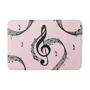 Climactic G Clef Music Pink Bath Mat