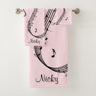 Climactic G Clef Music Pink Bath Towel Set