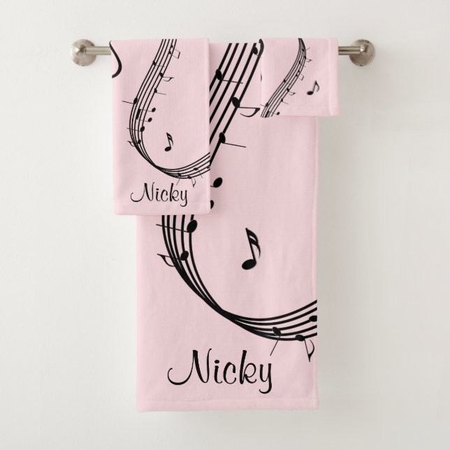 Climactic G Clef Music Pink Bath Towel Set (Insitu)