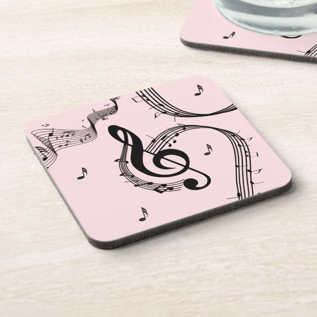 Climactic G Clef Music Pink Coaster (Left Side)