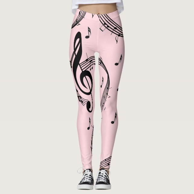 Climactic G Clef Music Pink Leggings (Front)