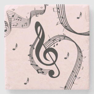Climactic G Clef Music Pink Stone Coaster