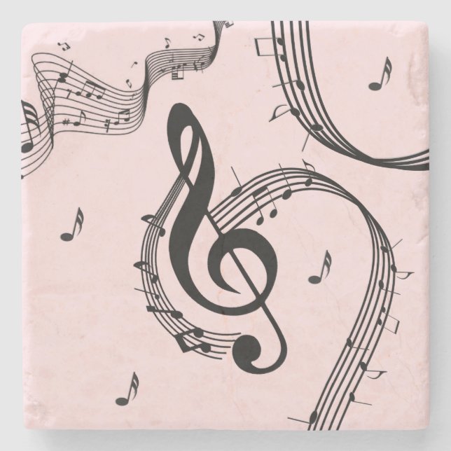 Climactic G Clef Music Pink Stone Coaster (Front)