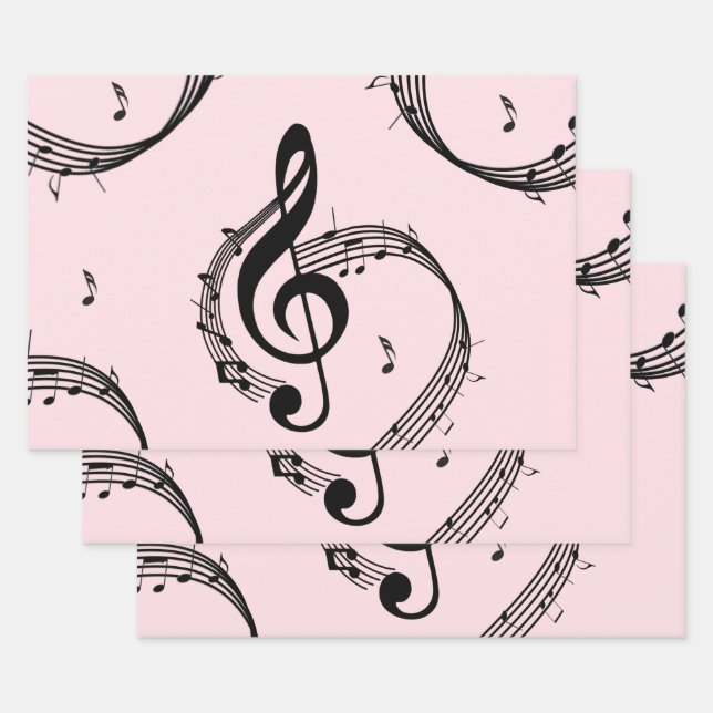 Climactic G Clef Music Pink Wrapping Paper Sheet (Set)