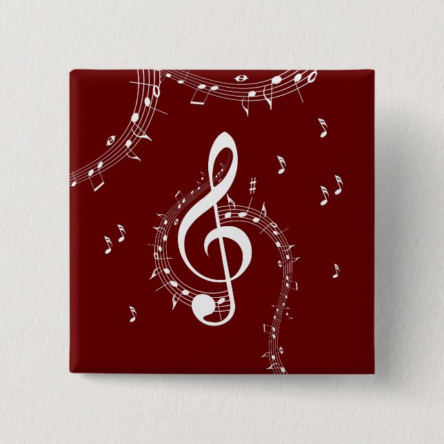 Climactic G Clef Music Red 15 Cm Square Badge (Front)