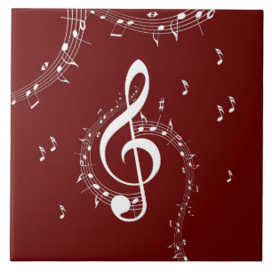 Climactic G Clef Music Red Ceramic Tile