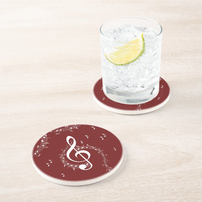 Climactic G Clef Music Red Coaster (Side)