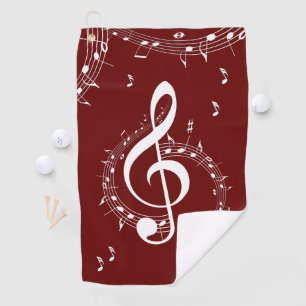 Climactic G Clef Music Red Golf Towel