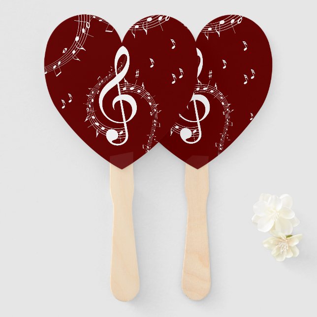Climactic G Clef Music Red Hand Fan (Front and Back)