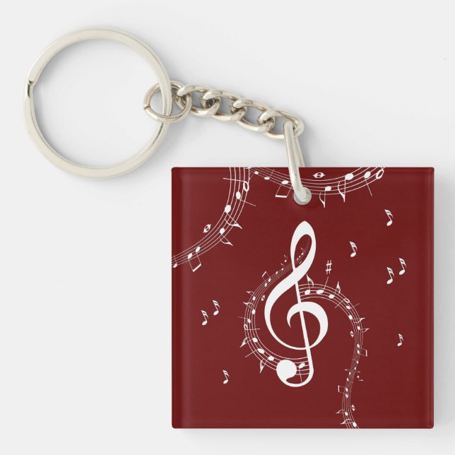 Climactic G Clef Music Red Key Ring (Front)