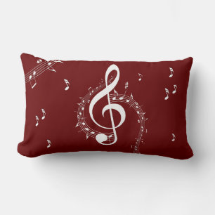 Climactic G Clef Music Red Lumbar Cushion