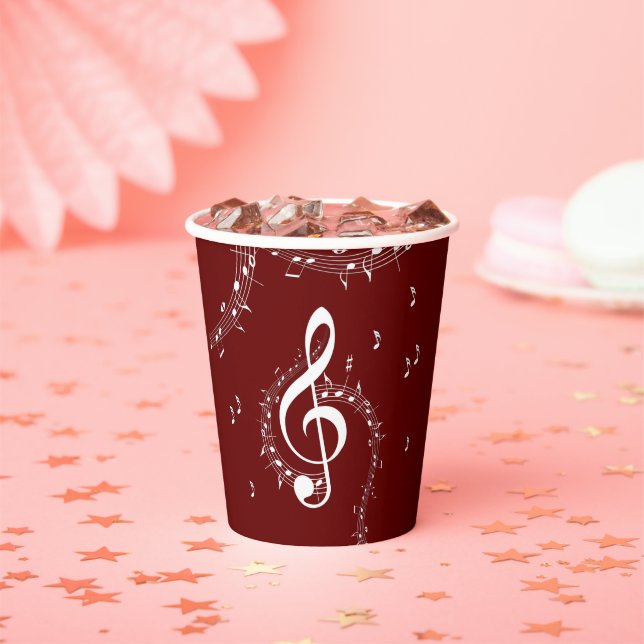 Climactic G Clef Music Red Paper Cups (Insitu)