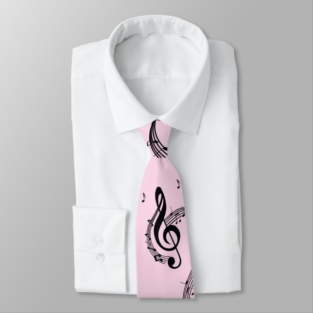 Climactic G Clef Pink Tie (Tied)