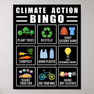 Climate Action Bingo Earth Day Climate Change Poster