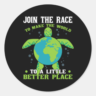 Climate Change Activism Earth Day Turtle Classic Round Sticker