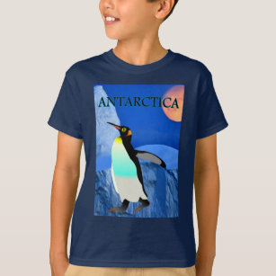 Climate Change Antarctic Glacier Ice Penguin Moon  T-Shirt