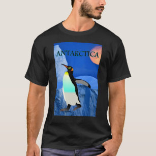 Climate Change Antarctica Glacier Penguin and Moon T-Shirt